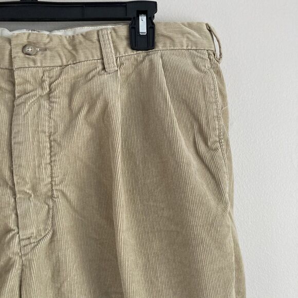 Polo Ralph Lauren Mens Hammond Pants Corduroy Beige 36x32 Pleated Cuffed Hem - Picture 3 of 9